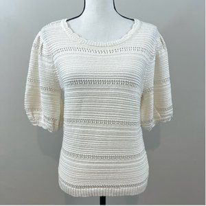 NWT SIZE XS House of Harlow 1960 Ivory Knit Short Sleeve Sweater Top white ivory